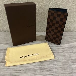 LOUIS VUITTON Brazza Long Wallet Blue and Damier Ebene colorway Unisex